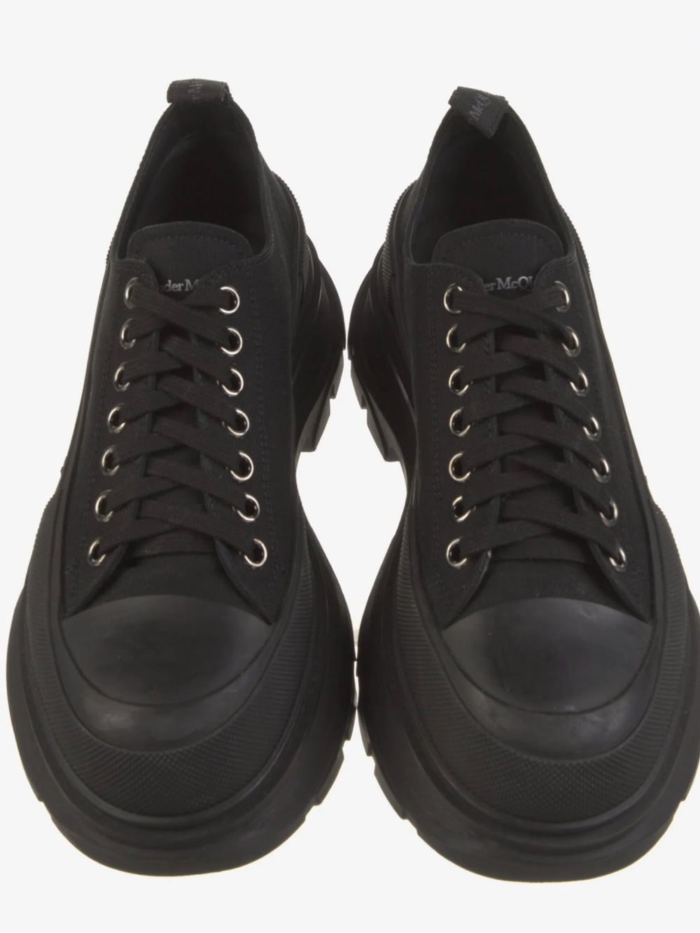 Alexander McQueen Mens Black Chunky Sole Canvas Low Top Loafer sneaker - Picture 3 of 12